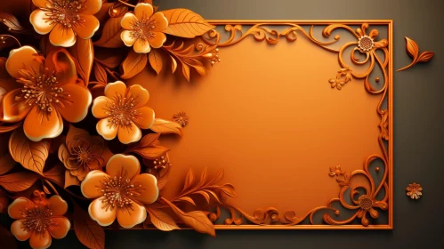 Floral Frame with Orange Flowers - 3D Illustration