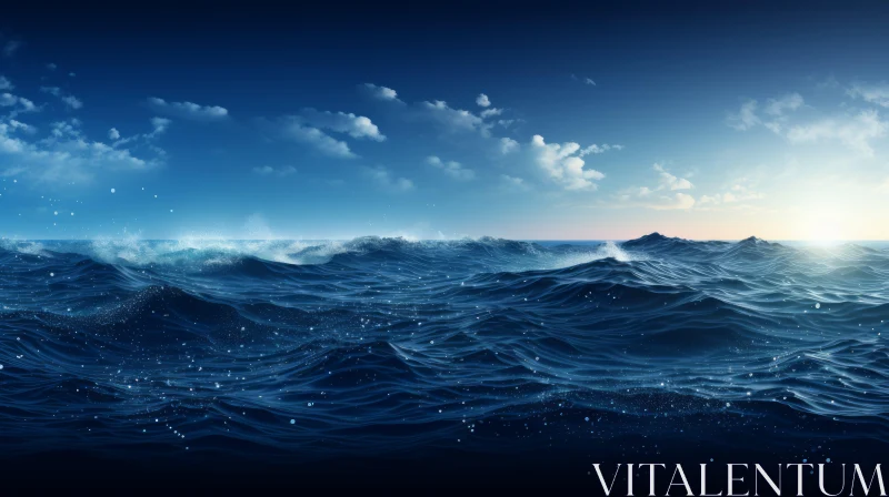 Powerful Seascape: Waves Crashing in Stormy Ocean AI Image