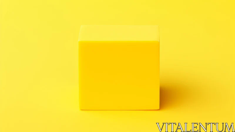 Yellow Cube 3D Rendering on Bright Background AI Image