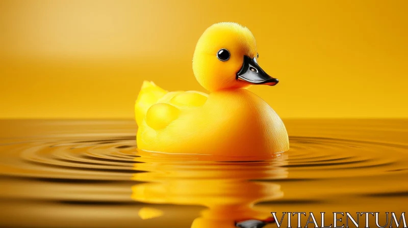 Yellow Rubber Duck in Tranquil Water AI Image