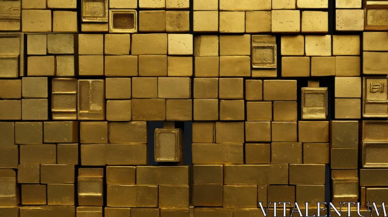 Luxurious Golden Brick Wall Texture AI Image
