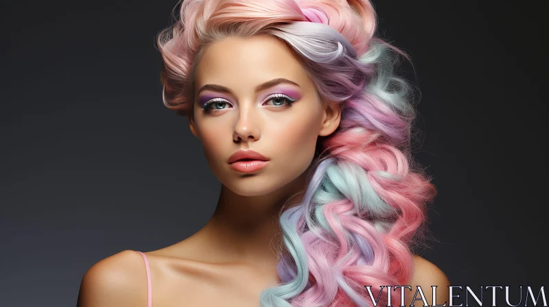 Unique Colorful Hairstyle Portrait AI Image