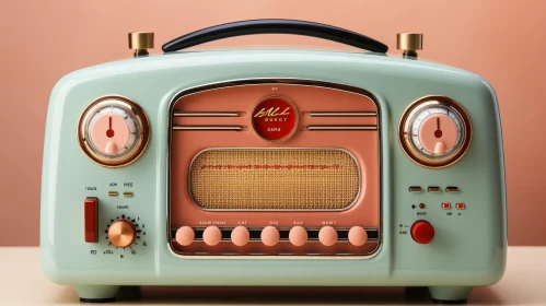 Vintage Mint Green Retro Radio with Pink Speaker