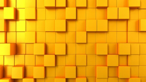 Yellow 3D Cubes Wall Design