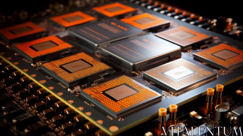 AI ART Computer Processor Close-Up: Intricate Chip Network Revealed
