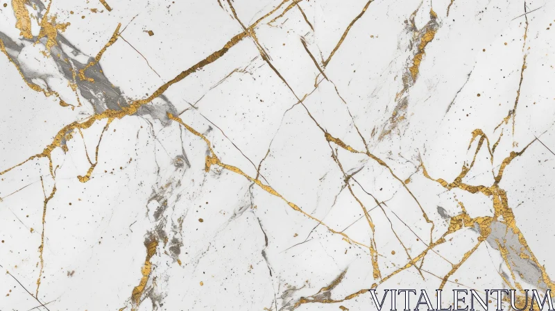 Elegant White Marble Texture with Golden and Gray Veins AI Image