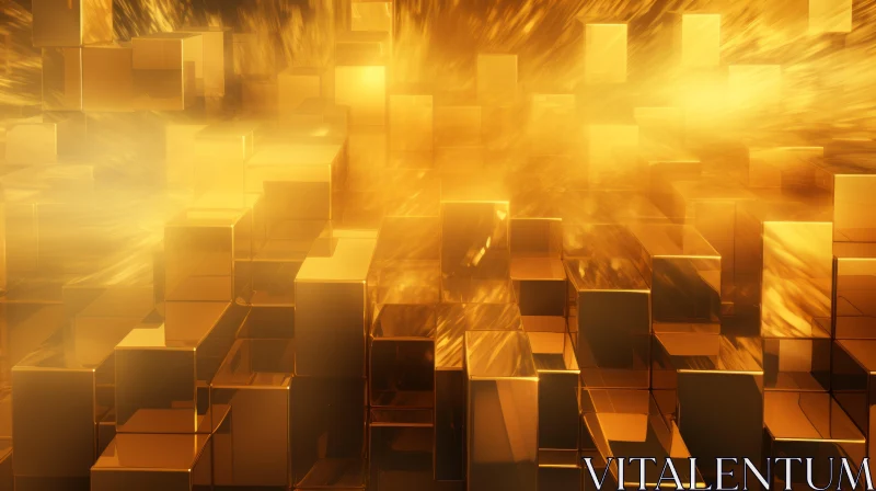 Golden Cityscape Illuminated by Light AI Image
