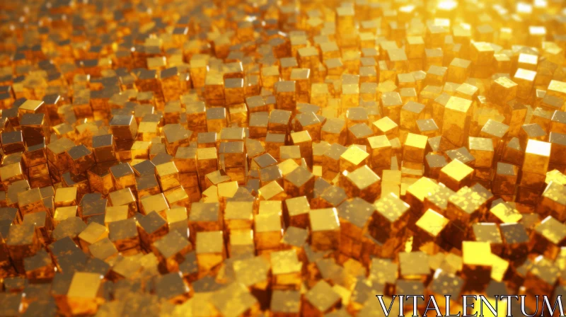 Luxurious Gold Cubes Render | Warm Reflections | Opulent Design AI Image