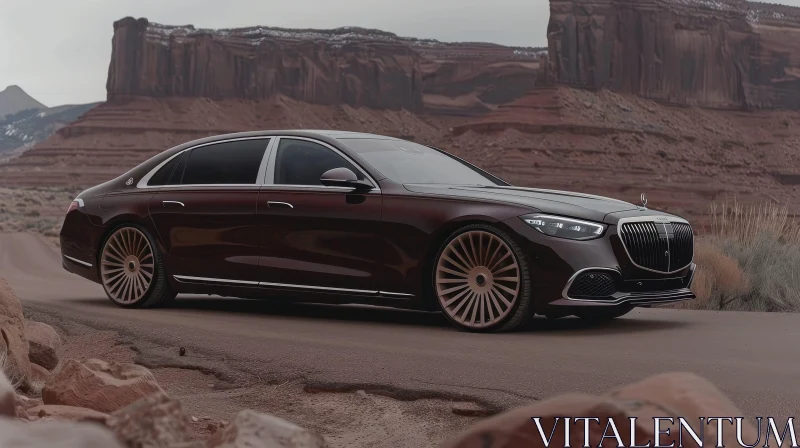 Luxury Car in Desert: Mercedes-Maybach S-Class AI Image