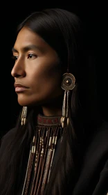 Native American Woman Portrait in Traditional Dress