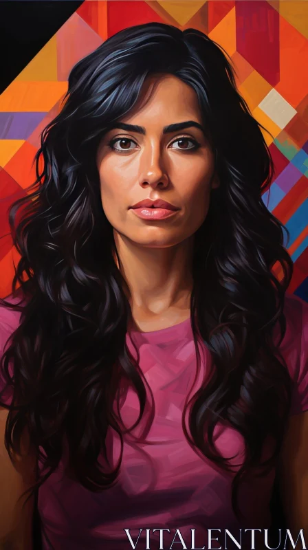 AI ART Serious Young Woman Portrait with Dark Hair