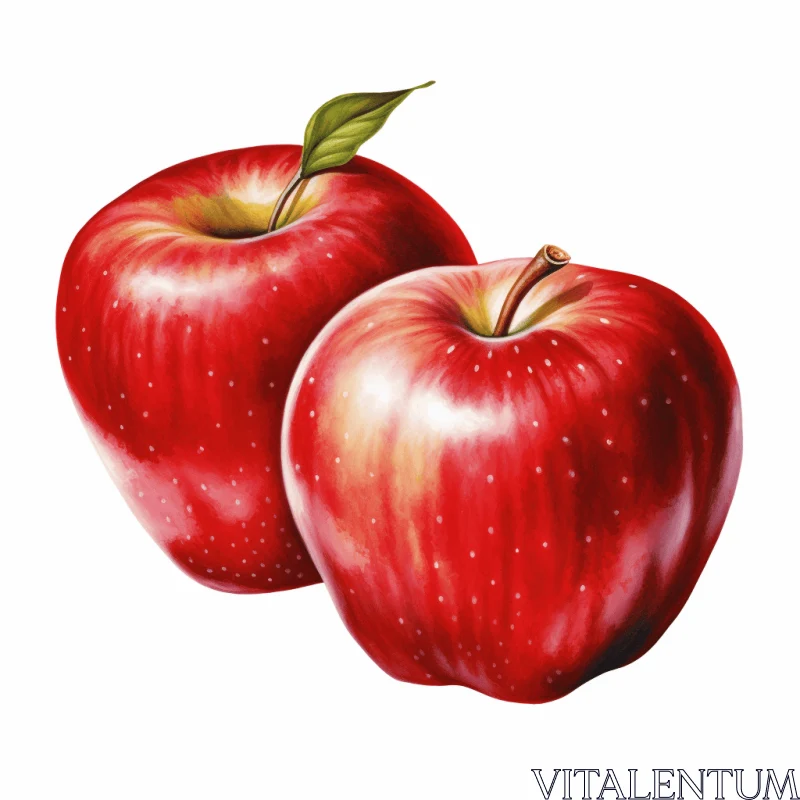 AI ART Vibrant Illustrations of Two Red Apples | Artwork