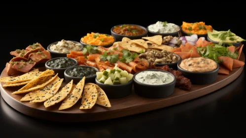 Delicious Appetizers on Wooden Board