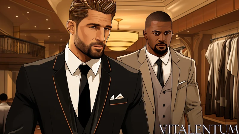 Elegant Men in Suits Portrait AI Image