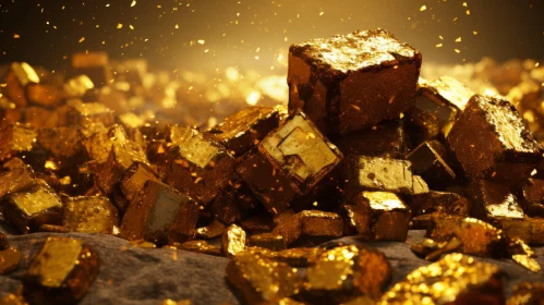 Shimmering Gold Nugget Pile - 3D Rendering