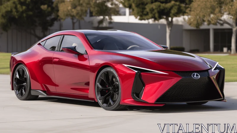 Sleek Red Sports Car with Futuristic Design | Asymmetrical Balance | Bold Color Blends AI Image