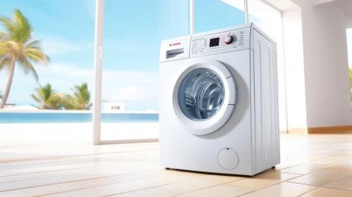 White Washing Machine in Modern Interior