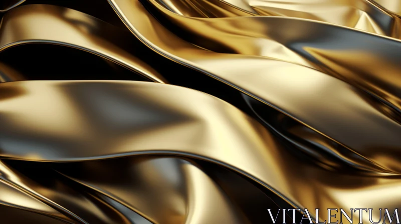 Crumpled Gold Fabric 3D Rendering AI Image