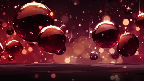 Dark Red Festive Background with Shiny Balls