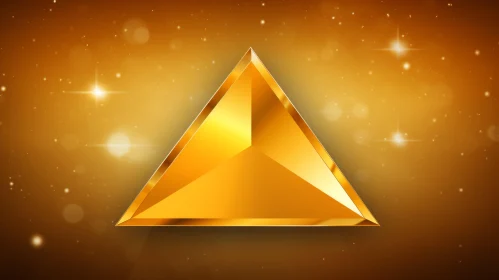 Gold Triangle 3D Rendering on Dark Background