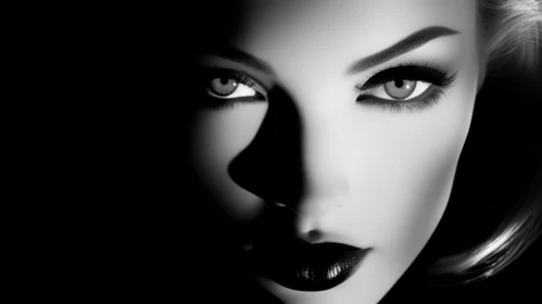 Intense Black and White Portrait of a Mysterious Woman