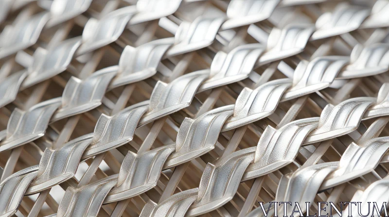 Silver Metallic Mesh Fabric Basketweave Pattern Close-Up AI Image