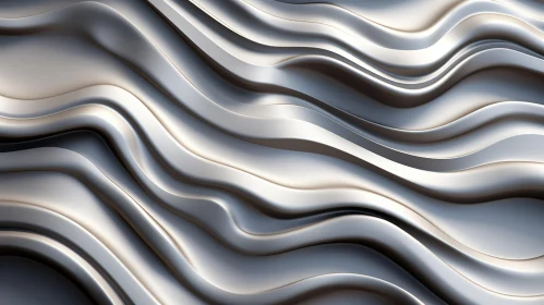 Silver Wavy Metal Surface - 3D Rendering for Design Projects
