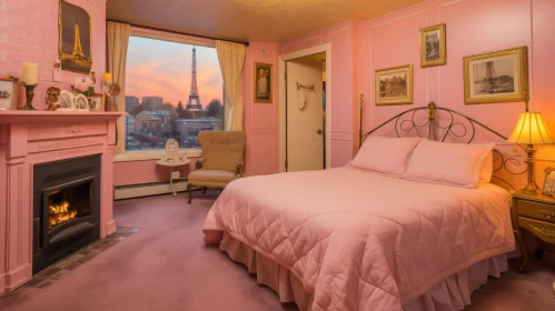 Chic Pink Bedroom Decor with Parisian Flair