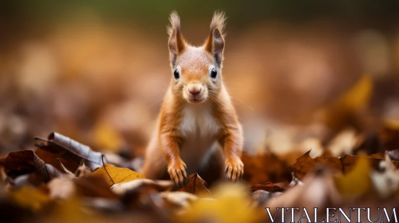 Curious Red Squirrel Portrait in Nature AI Image