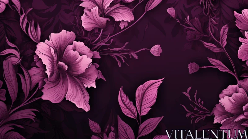 AI ART Dark Purple Floral Pattern Background
