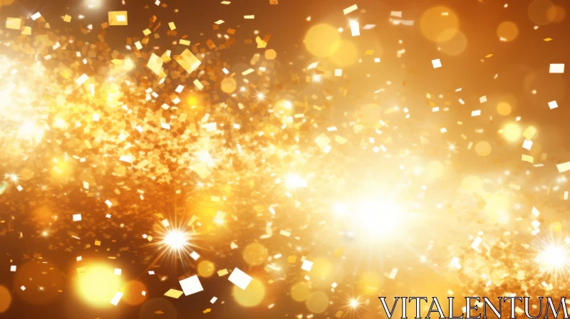 Golden Background with Falling Confetti and Stars AI Image