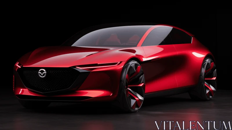 Mazda Concept Car: Futuristic and Dynamic Red Maroon Rendering AI Image
