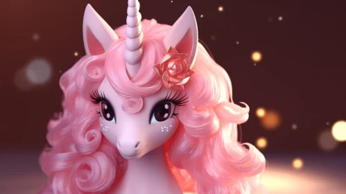 Pink Unicorn 3D Rendering - Magical Fantasy Illustration