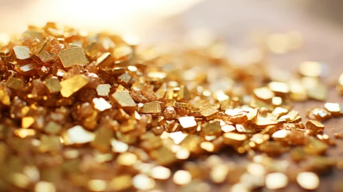 Shiny Gold Nugget Pile Close-Up