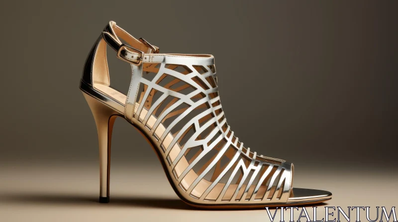 Stylish Silver High-Heeled Sandal - Fashion Statement AI Image