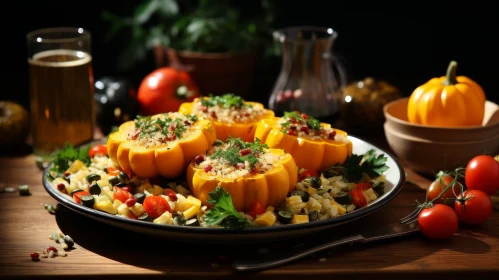 Delicious Stuffed Vegetables Plate with Bell Peppers
