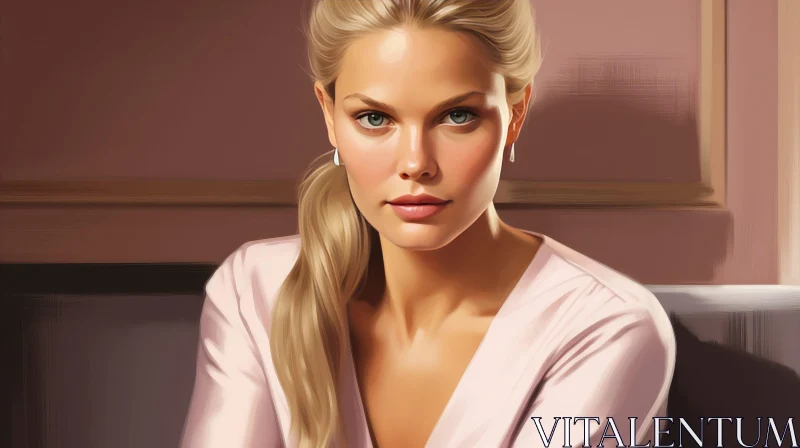 Elegant Portrait of a Young Woman with Blonde Hair AI Image