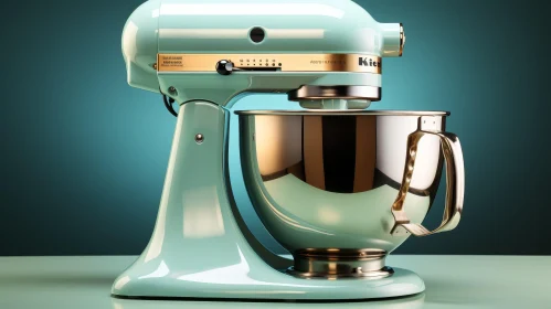 Green KitchenAid Mixer with Gold Accents