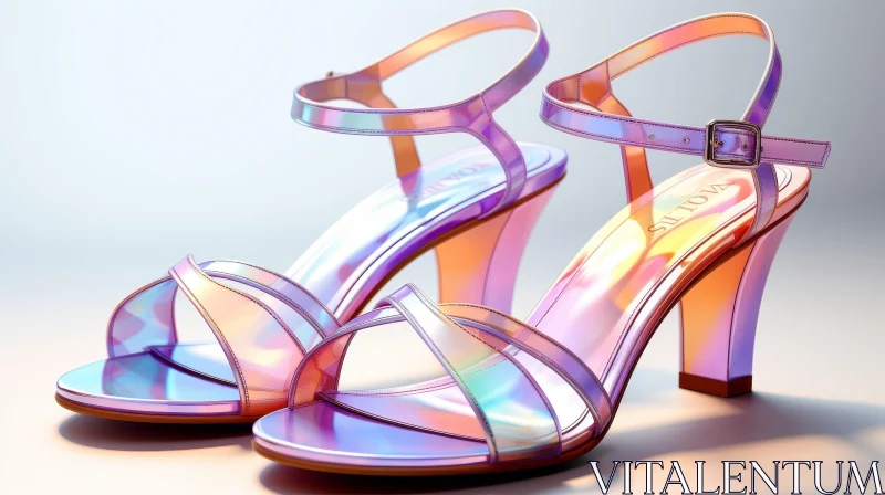 Iridescent High Heels with Ankle Straps - Fashion Statement AI Image