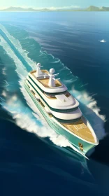 Luxury Yacht Cruising at High Speed on Blue Waters