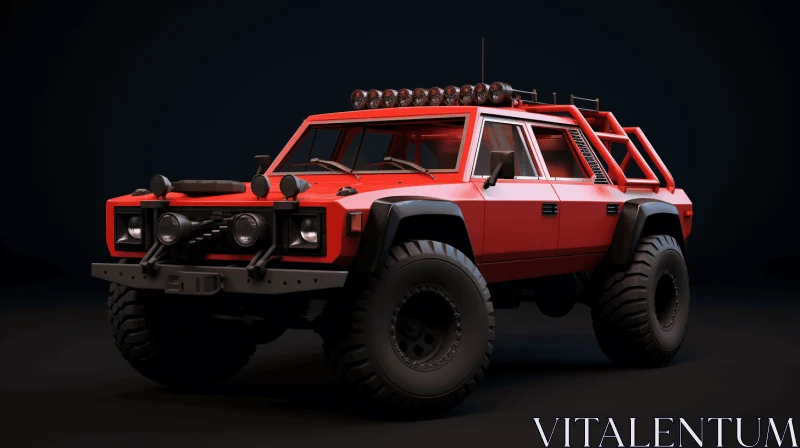 Red 4x4 Truck with Lights and Rims - Comic Book-Inspired Style AI Image
