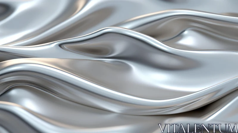 Silver Wave Pattern Metallic Background AI Image