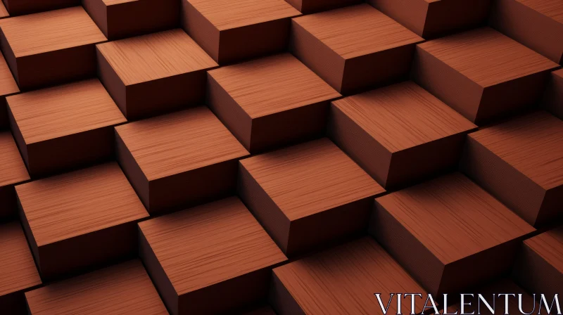 Brown Wooden Cube Pattern - 3D Texture Design AI Image
