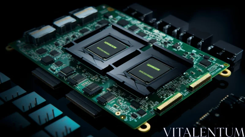 Cutting-Edge Nvidia Graphics Card with Dual GPUs and Cooling Fan AI Image