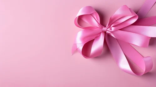 Elegant Pink Satin Bow on Pink Background
