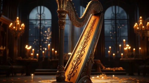 Golden Harp 3D Rendering in Grand Hall