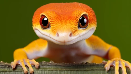 Orange Gecko Close-Up: Intriguing Wildlife Portrait