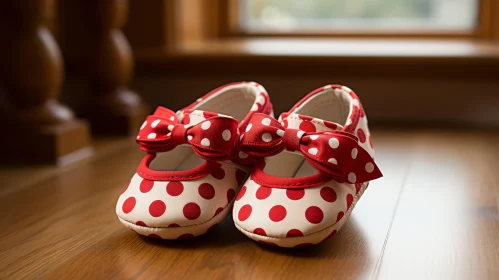 Red and White Polka Dot Baby Shoes with Red Bows