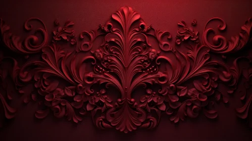 Red Floral Ornament on Dark Red Background