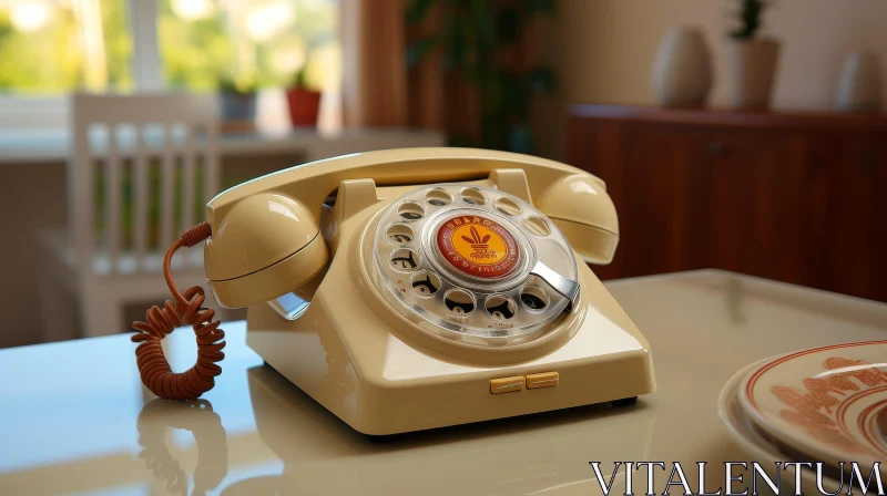 Vintage Rotary Dial Telephone Composition AI Image